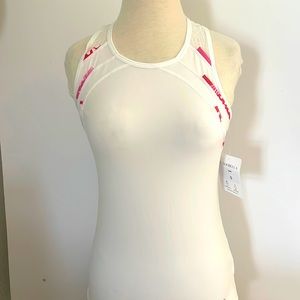 Sofibella Bliss S Racerback Top White Red Golf Tennis Pickelball NEW NWT